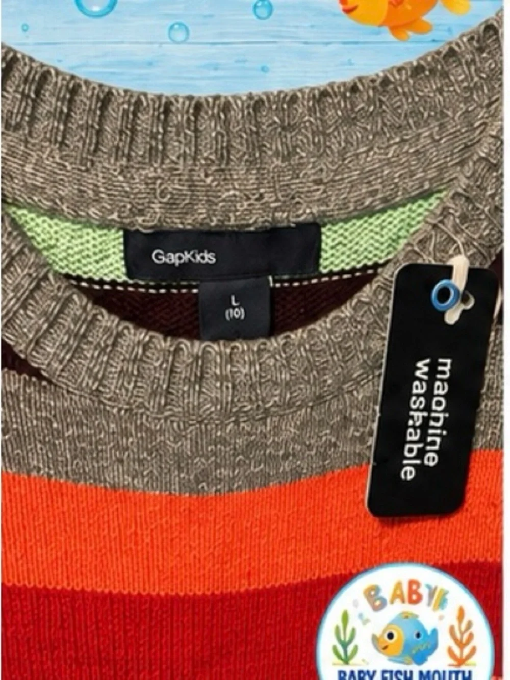 GapKids Girls Multicolor Striped Cotton Wool Blend Sweater Size L 10-11